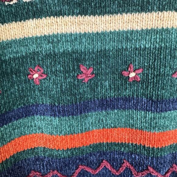 Alfred Dunner Woman 1X Sweater Knit Striped Floral Embroidered Pullover - Picture 5 of 10